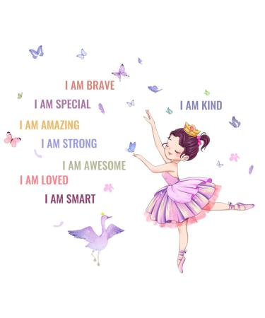 Butterfly Girl Wall Stickers Ballet Girls Wall Decals Kids Room Decoration Inspirational Girl Home Decor Wall Stickers for Girls Bedroom Kids Room Living Room