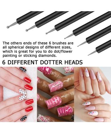 Lofuanna 6-Piece Professional Nail Brush Kit - Double End Nail Art Brushes for Dotting Painting & Gel Polish Designs - Buy Online on SooperMarket.com