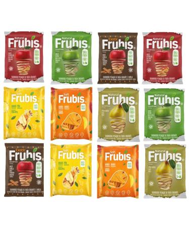 Frubis Tasty Bits Of Crispy Fruit Snacks | 2 x Red Apple | 2 x Green Apple | 2 x Apple and Cinnamon | 2 x Pear | 2 x Mango | 2 x Pineapple - 12 Pack