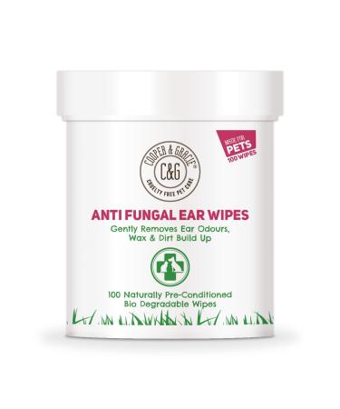 Anti Fungal Dog & Cat Ear Wipes | 100 Soothing Biodegradable Pet Ear Cleaning Wipes | Soft Quick Easy Ear Wipes For Dogs & Cats | Remove Wax Stop Itchy Dog Ears | Alternate Dog Ear Wipes Finger Pads