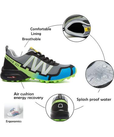 Men's Waterproof Trail Running Shoes - Gray Green-1 | Hiking & Outdoor Sneakers - Buy Online on SooperMarket.com