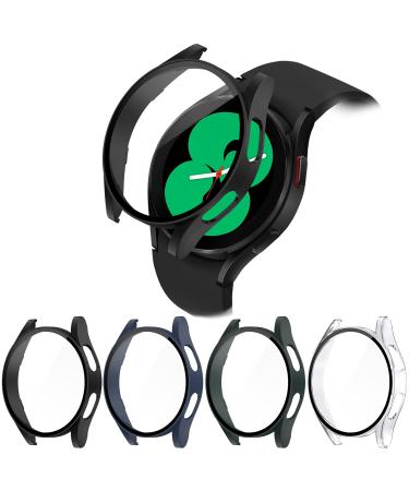 NANW   Hard PC Case with Tempered Glass Screen Protector Compatible with Samsung Galaxy 5/4 40mm Electroplated Case All Around Protective Bumpers Cover for Galaxy Watch 5/4 Smartwatch 40mm Black/Midnight Blue/Green/Clear