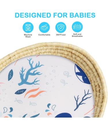 Buy Aolso Baby Mattress Clamping Sheet - 2 Pack Bassinet Cover 84x41cm | Fitted Polyester Stroller Bed Sheet in White/Blue - International Shipping Available - Buy Online on SooperMarket.com