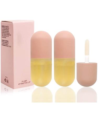 NANASO Natural Lip Plumper Lip Enhancer Lip Gloss Plant Extracts Plumping Lip Serum Moisturizing Clear Lip Gloss 5.5ML 2PCS