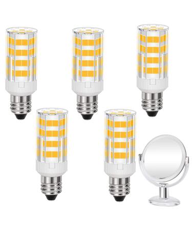 feijideng 5Pack LED Makeup Mirror Bulb Replacement Mirror 20W RP34B Light Bulb fits BE151T BE71CT BE47X BE47BR for Cosmetic Vanity Makeup Mirror with Single Double Sided Lighted Magnification (3000K) Warm White 3000k