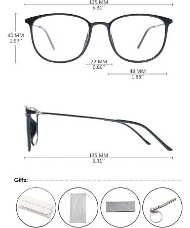 Koosufa Classic Retro Glasses Frames for Men & Women - Ultra Light Thin Panto Nerd Glasses with Case - Stylish TR90 Black Frames - Buy Online on SooperMarket.com
