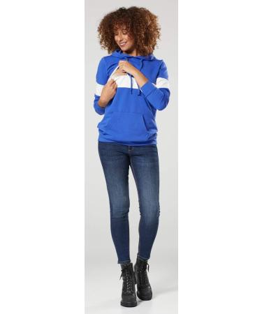 Happy Mama Women's Nursing Hoodie Breastfeeding Maternity - Royal Blue & White - Buy Online on SooperMarket.com