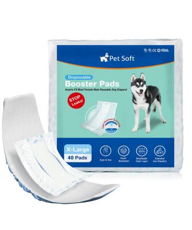 PET soft disposable dog diaper inserts 40 pieces dog diaper deposits for male bitches with leak-proof protection high-suction dog inlays Booster pads for dog diapers (XL-40)