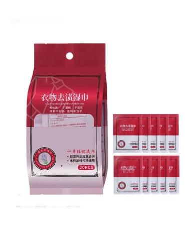 Clothes Stain Removal Wipes Stain Removal Wet Wipes Clothes Oil Stain Remover Laundry Stain and Spot Remover Instant Stain Removing Wipes Individual Wrapped Cleaning Wipes For Clothes (20PCS)