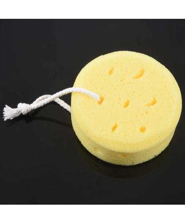 MRNHA Yellow Round Bath Body Shower Soft Sponge w Hanging Loop - Buy Online on SooperMarket.com