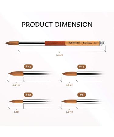 Aokitec #14 Kolinsky Sable Acrylic Nail Brush for Nails - Wood Nail Art Brush for Manicure - Acrylic Application Tool - Buy Online on SooperMarket.com