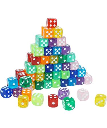 100pcs 16mm Rounded Translucent Game Dice Set with Blue Bag - Perfect for Yahtzee, Tenzi, Farkle, DND, MTG, RPG - Ideal for Math Teaching - Buy Online on SooperMarket.com