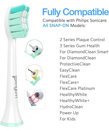 Senyum Replacement Toothbrush Heads for Philips Sonicare - 8 Pack White | Compatible with Sonic Care Snap-On | Electric Toothbrush Heads Refill - Buy Online on SooperMarket.com