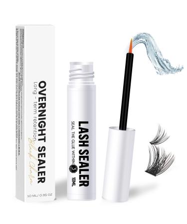 Lash Sealant 10ML Clear Mascara Lash Sealer for Cluster Lashes Overnighter Lash Extension Sealant Healthy Lash Overnight Sealer Longer Life Coating Lash Seal (Clear 10ml)