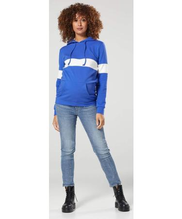 Happy Mama Women's Nursing Hoodie Breastfeeding Maternity - Royal Blue & White - Buy Online on SooperMarket.com