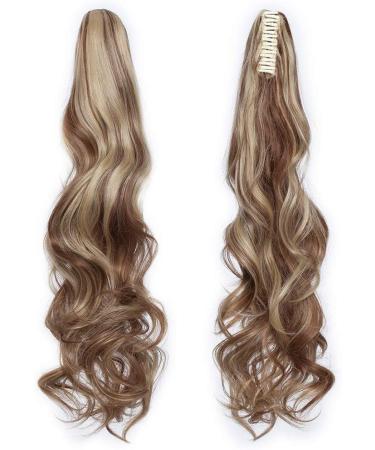 Silk-co Long Wavy Curly Claw on Ponytail Extensions Synthetic Clip in Hairpiece Pony Tail Extension 24 inch Light Brown&Blond Heat-Resisting 24inch (Pack of 1) Light Brown/Blond - Buy Online on SooperMarket.com