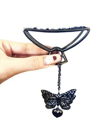 TANG SONG 4PCS Metal Hair Claw Clips with Butterfly and Heart Pendant | Hair Catch Barrette Jaw Clamp for Women | Half Bun Hairpins Set(Silver+Gold+Rose Gold+Black) - Buy Online on SooperMarket.com