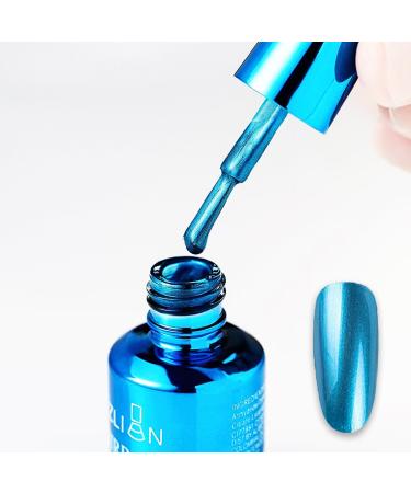 Blue Nail Polish Chrome Metal Nail Varnish Mirror Quick Dry Metallic Effect No UV Needed Nail Art Polish Chrome Nail Polish