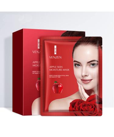 VENZEN Red Apple Skin Moisture Face Mask Hyaluronic Acid Facial Refreshing Replenish Care 25g x 10pcs (10 PACK)
