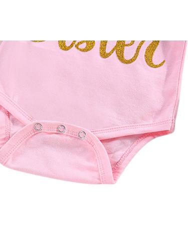 ChYoung Baby Girl Clothes Set | Newborn Little Sister Romper Top, Rose Printed Pant & Headband | 3 Pieces | 12-18 Months | Pink-Floral - Buy Online on SooperMarket.com