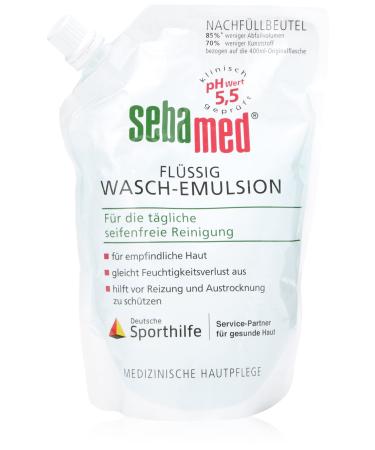 Sebamed liquid wash-emulsion refill pack soap-free cleaning for sensitive and problematic skin without microplastics made in Germany 400 ml 400 ml (1 Pack)