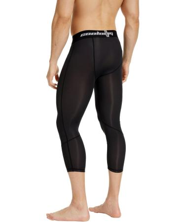 Coolomg Compression Pants for Men Youth & Children | 3/4 Fitness Trousers | Fast Drying Functional Running Wear | Sizes XXXS to XXL | Black - Buy Online on SooperMarket.com