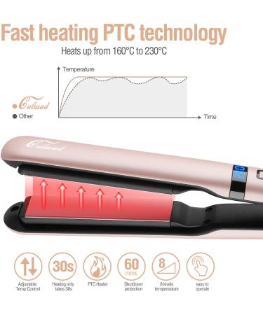 Culwad Smooth Iron Hair Smoothing - 25mm Ceramic Plate Digital Display Dual Voltage Auto Shut-Off - Pink - Buy Online on SooperMarket.com