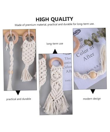Vicasky 3 Pcs Handwoven Cotton Rope Dental Care Toys - Bitter Cotton Bite Sticks & Rings for Toddlers | Safe Handmade Beech Teething Relief - Buy Online on SooperMarket.com