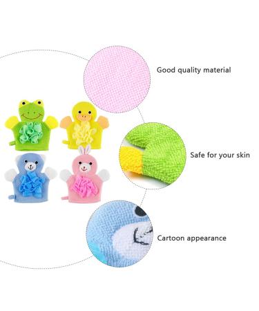 EXCEART 4pcs Kids Wash Gloves Bath Sponge Mitt Set - Children's Puppet Shower Loofah Gloves - Buy Online on SooperMarket.com