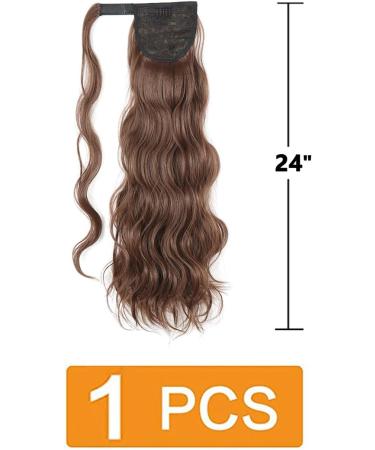 PrinFantasy Brown Wave Ponytail Hair Extension 24 inch - Long Fluffy Synthetic Wrap Around Pony Tail MW126 - Buy Online on SooperMarket.com