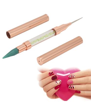 Double-sided dotting pen nail art dotting pen rhinestone picker dotting pen double ended crayon for nail art DIY decoration (green)
