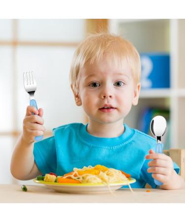 Vicloon Baby Fork and Spoon Set - Stainless Steel Cutlery for Toddlers - Fox Pink/Blue/Beige - Buy Online on SooperMarket.com