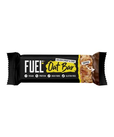 FUEL10K Golden Syrup & Chocolate (Topped) Porridge Oat Bars - 16x45g - High Protein On The Go Breakfast Bars Chocolate 1 count (Pack of 1)
