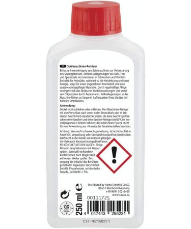 Buy Xavax 111725 Dishwasher Cleaner 250ml - Fresh Fragrance for Sparkling Clean Dishes | International Shipping Available - Buy Online on SooperMarket.com
