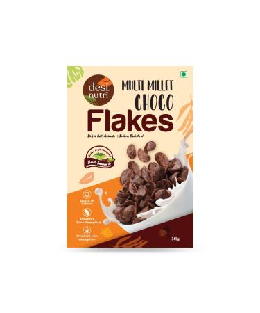 Desi Nutri Multi Millet Health Choco Flakes | Ready to Eat Choco Flakes | Millet Choco Flakes | Choco Flakes - 345 gms | Rich in Iron & Calcium