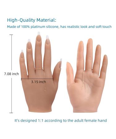 YEEFAIRY Silicone Practice Hand for Acrylic Nails | 528pcs Nail Tips | Soft Realistic Mannequin Hand for Nail Art Practice | Flexible Bendable Fake Hand for Tattoo & Jewelry Display (Bronze, Left) - Buy Online on SooperMarket.com