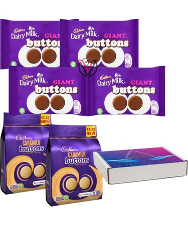 02 x Caramilk Golden Caramel Buttons Bag 90g & 04 x Dairy Milk Giant Buttons Bag 40g - 06 Mixed Bags