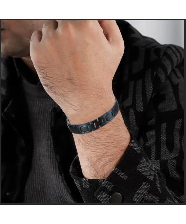 MagEnergy Black Titanium Steel Magnetic Bracelet for Men - Adjustable 8.5 inches - Buy Online on SooperMarket.com