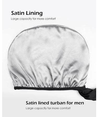 Satin Lined Halo Turban Set for Men - X-Large Black & Dark Heather Grey - Buy Online on SooperMarket.com