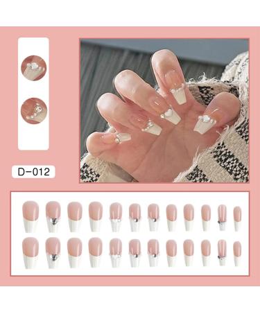 WOOXDYUK Nail Art Set - 24 French Tip Press On Nails with Jelly Glue Nail Rub & Remover | Medium French Style Chain Nails for Perfect Nail Art - Buy Online on SooperMarket.com