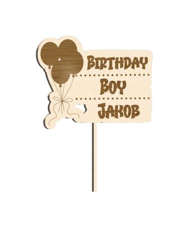 Alsino personal cake topper for all occasions - wedding birthday baptism birth birth communion confirmation - made of sustainable wood (LA -213) Happy Birthday Name Balloons