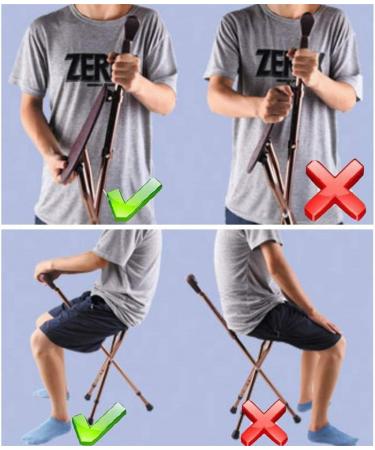 Walking Stick Seat Folding Stool Switch Sticks Three Legged Seat Stick Height Adjustable Aluminum Alloy 5 Gear Adjustment Static Loading 200Kg for Elder Parents Gift - Buy Online on SooperMarket.com