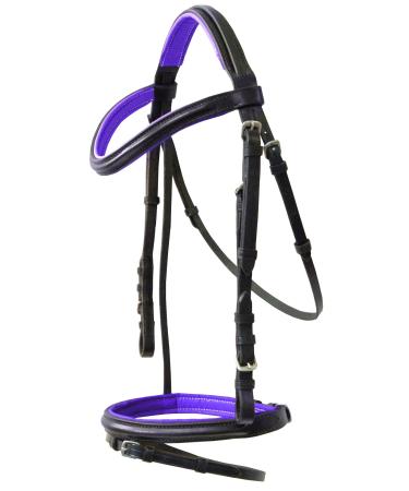 Countrypride PADDED COMFORT LEATHER BRIDLE WITH WITH ANTI REINS PURPLE Full Brown