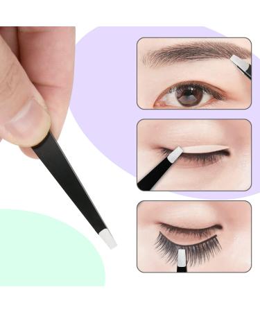 FIVETAS Stainless Steel Flat Tweezers with Case - Precision Eyebrow and Facial Hair Removal Tool for Women & Men (Black) - Buy Online on SooperMarket.com
