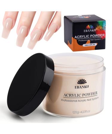 120g/4.23oz Nude Acrylic Powder EBANKU Acrylic Powder Large Capacity Professional Acrylic Nail Powder for Nail Acrylic Extension Nail Carving Long-Lasting No Nail Lamp Needed