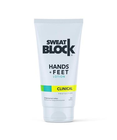 SweatBlock Antiperspirant Lotion for Hands & Feet, Proven to Reduce Excessive Sweating, Reduce Hand & Foot Sweat & Smelly Feet, Safe Effective, FDA Compliant Anti Sweat Lotion for Women & Men, 50mL Original Hand & Foot Lot