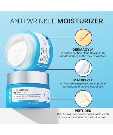 goPure Glyco-Peptide Anti-Wrinkle Face Cream - Hydrating Hyaluronic Acid Moisturizer with Glycolic Acid Peptides & Vitamin E - Anti-Aging Facial Cream 1.7 fl oz - Buy Online on SooperMarket.com