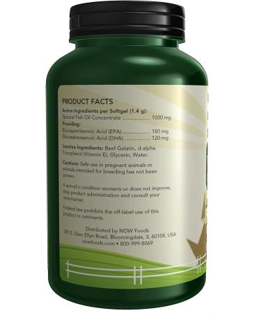 Now Foods Omega-3 for Dogs & Cats - Fish Flavor Softgels 180 ct | Pet Health Support - Buy Online on SooperMarket.com