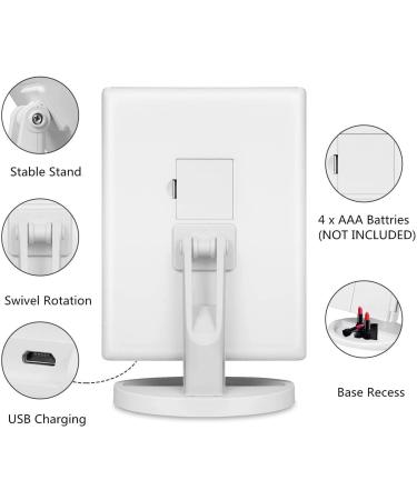 Infitrans 3-Fold Lighted Vanity Makeup Mirror 1X/2X/3X Magnification | 21 LED Bright Table Mirror with Touch Screen | 180 Adjustable Rotation | Portable Travel Cosmetic Mirror - White - Buy Online on SooperMarket.com