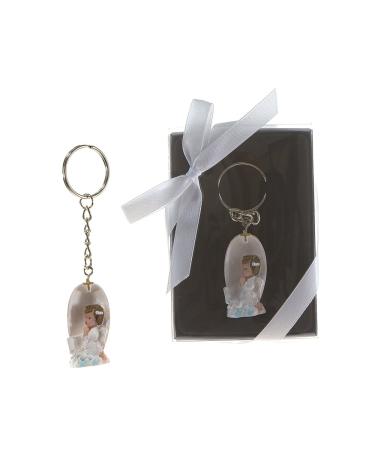 Lunaura Religious Keepsake - Set of 12"Girl" Baby Angel Praying Key Chain Favors - Pink